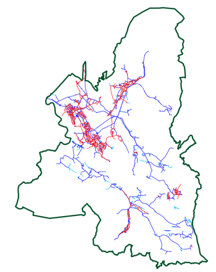 Kataster vodovodnega in kanalizacijskega sistema v občini Radovljica zemljevid